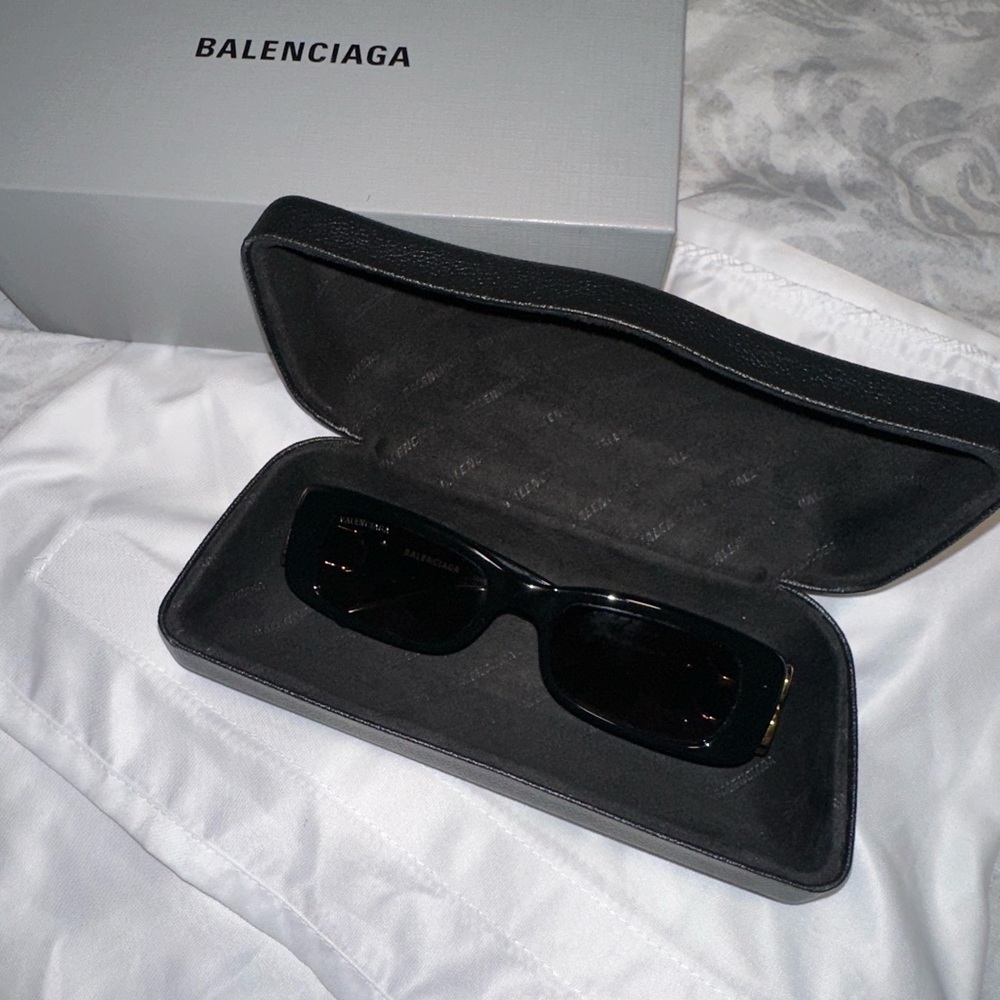 Balenciaga Black Rectangular Sunglasses